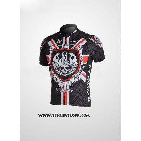 2010 Maillot Ciclismo Rock Racing Noir et Rouge Manches Courtes et Cuissard
